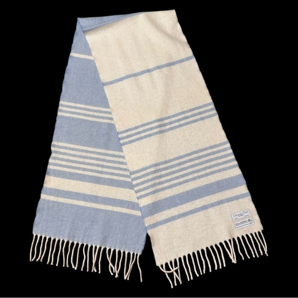 Christian Dior vintage striped wool scarf excellent condition blue/cream - Picture 1 of 7